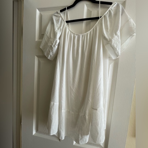 Zara Cold Shoulder White Mini Dress - Size Small - Picture 2 of 4